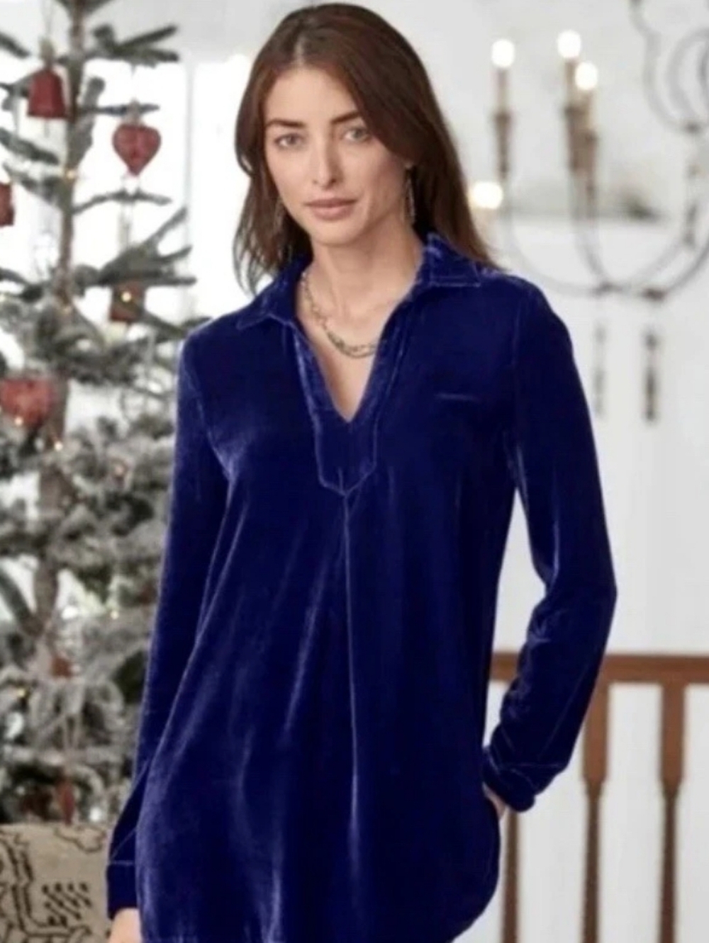 Sundance Velvet Nuance Long Sleeve Silk Blend Tunic Top Medium